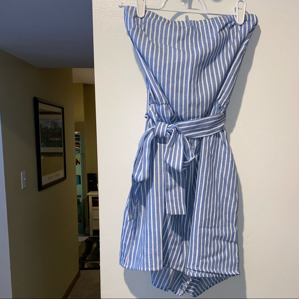 American threads beachy strapless romper